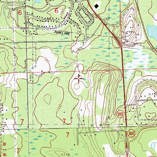Topographic Map of Antioch Baptist Church, FL