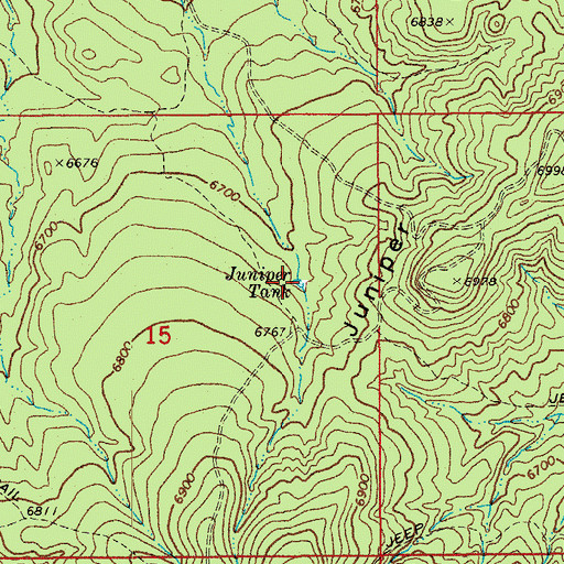 Topographic Map of Juniper Tank, AZ