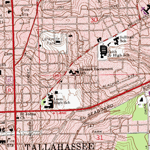 Topographic Map of Blessed Sacrament Catholic Church, FL