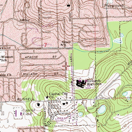 Topographic Map of Grace Church of Tallahassee, FL
