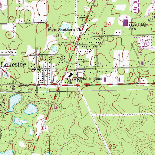 Topographic Map of Pioneer Baptist Church, FL