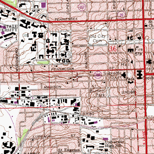 Topographic Map of Philadelphia Primitive Baptist Church, FL