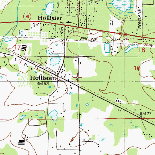 Topographic Map of Hollister Tower, FL