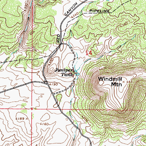 Topographic Map of Juniper Tank, AZ
