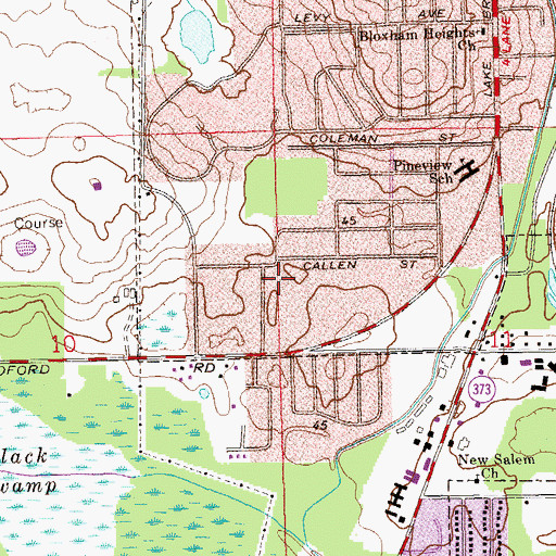 Topographic Map of Jefferson Individualized School, FL