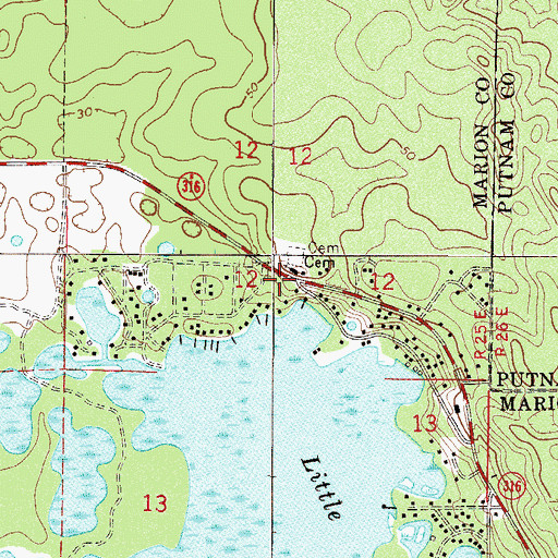Topographic Map of Christian Church of Salt Springs, FL