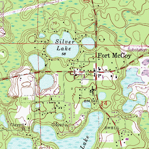 Topographic Map of First Baptist Church of Fort McCoy, FL