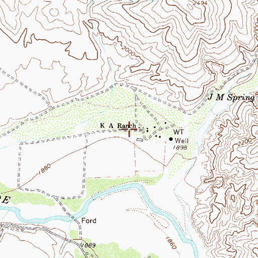 Topographic Map of K A Ranch, AZ