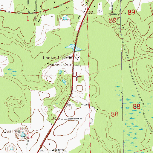 Topographic Map of Crawfordville Lookout Tower, FL
