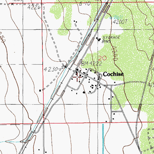 Topographic Map of Cochise, AZ