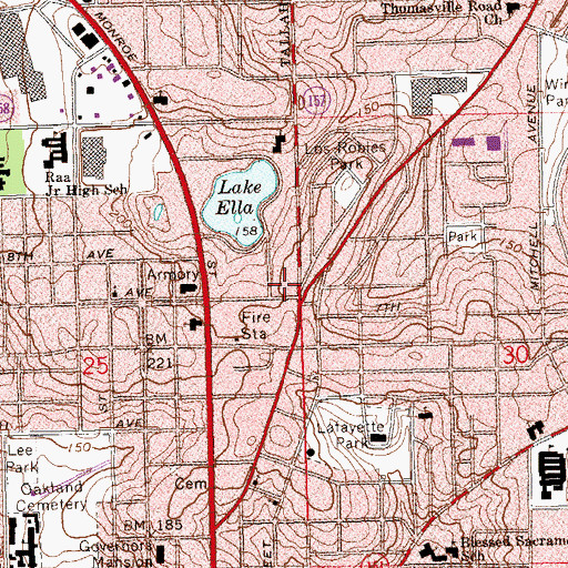 Topographic Map of Leon County, FL