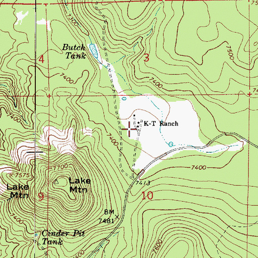 Topographic Map of K-T Ranch, AZ