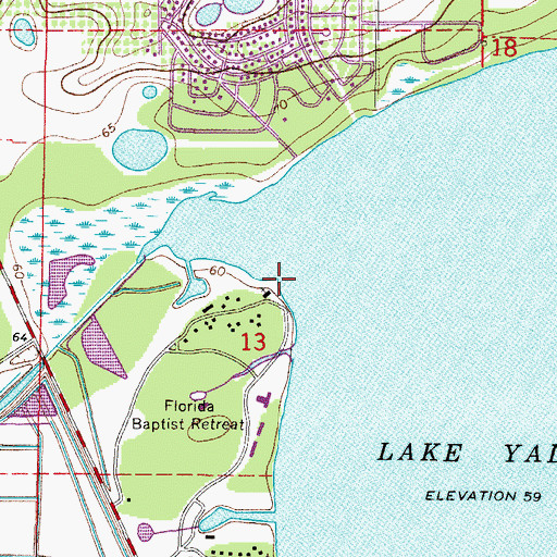 Topographic Map of Lake Yale Baptist Assembly, FL