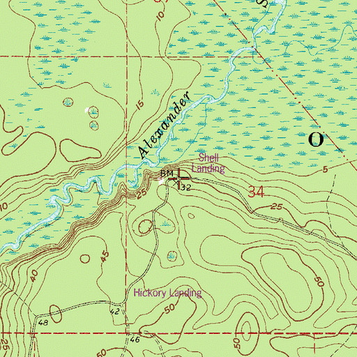 Topographic Map of Shell Landing, FL
