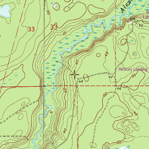 Topographic Map of Hickory Landing, FL