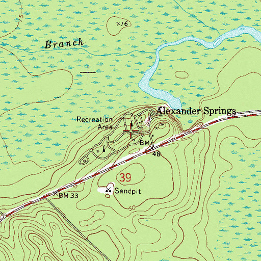 Topographic Map of Alexander Springs Recreation Area, FL
