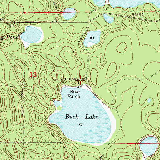 Topographic Map of Buck Lake Recreation Area, FL