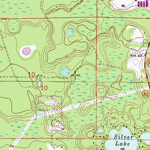 Topographic Map of Fort McCoy Wildlife Management Area, FL