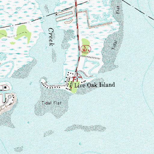 Topographic Map of Live Oak Island, FL