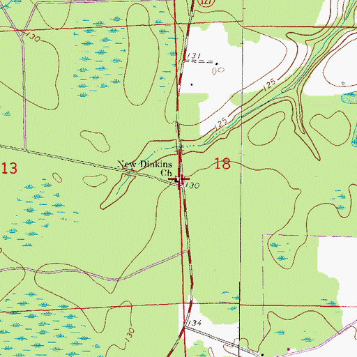 Topographic Map of New Dinkins Church, FL