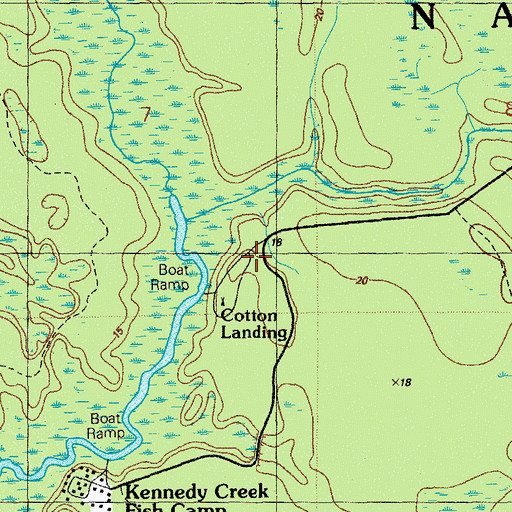 Topographic Map of Cotton Landing Campground, FL