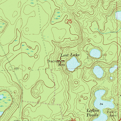 Topographic Map of Lost Lake Recreation Site, FL