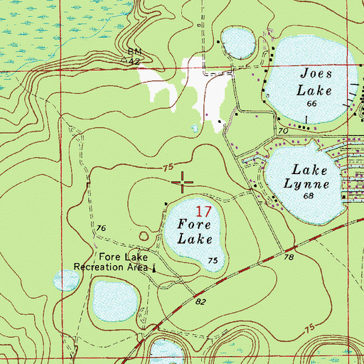 Topographic Map of Fore Lake Organizational Camp, FL