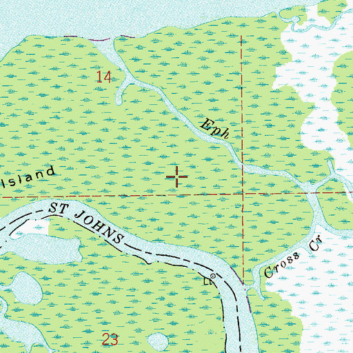 Topographic Map of Lake Woodruff Wilderness Refuge, FL