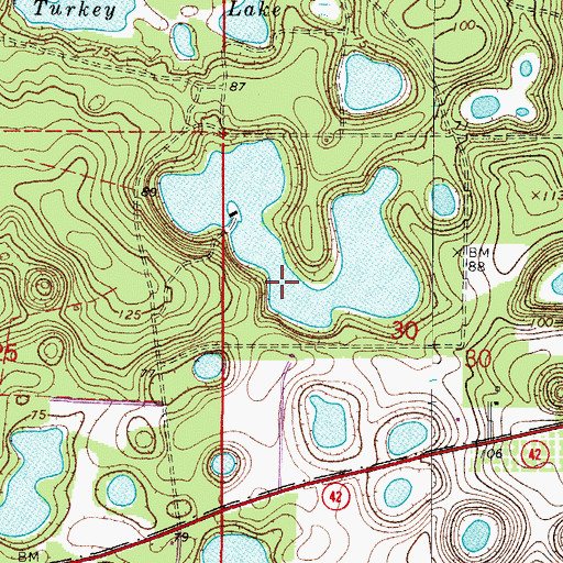 Topographic Map of Island Ponds, FL