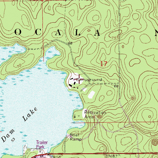 Topographic Map of Camp Kiwanis Organizational Campground, FL