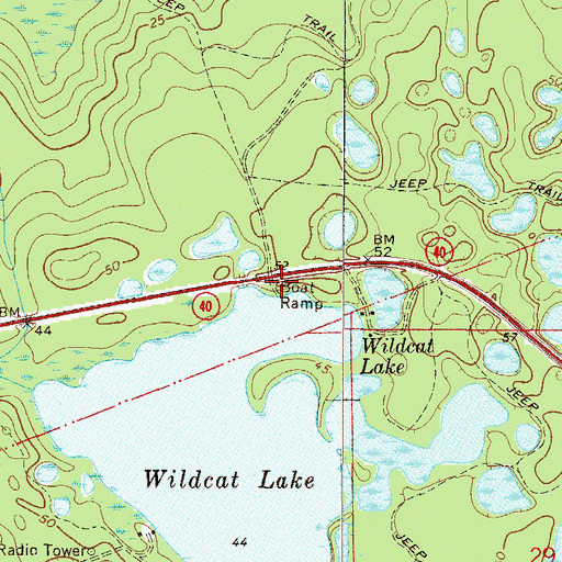 Topographic Map of Wildcat Lake Boat Ramp, FL