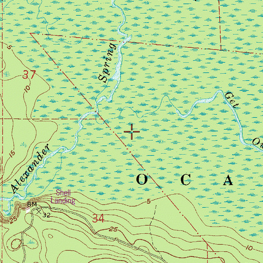 Topographic Map of Alexander Springs Wilderness, FL
