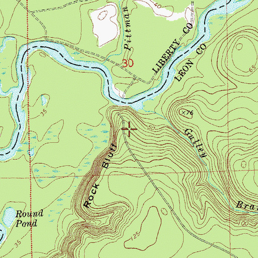 Topographic Map of Rocky Bluff Scenic Area, FL