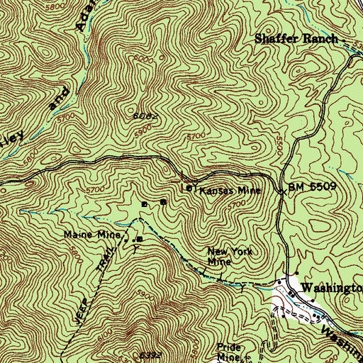 Topographic Map of Kansas Mine, AZ