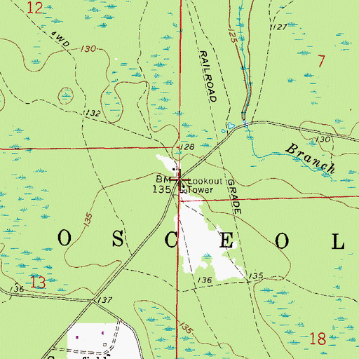 Topographic Map of West Lookout Tower, FL