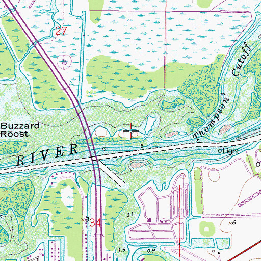 Topographic Map of Caloosahatchee National Wildlife Refuge, FL
