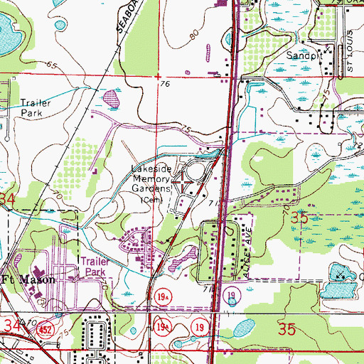 Topographic Map of Lakeside Memory Gardens, FL