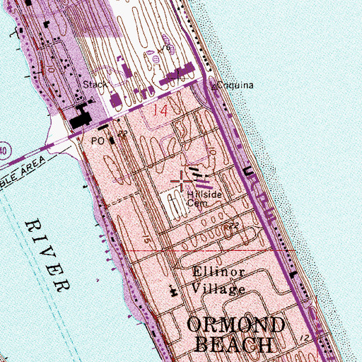 Topographic Map of Hillside Cemetery, FL