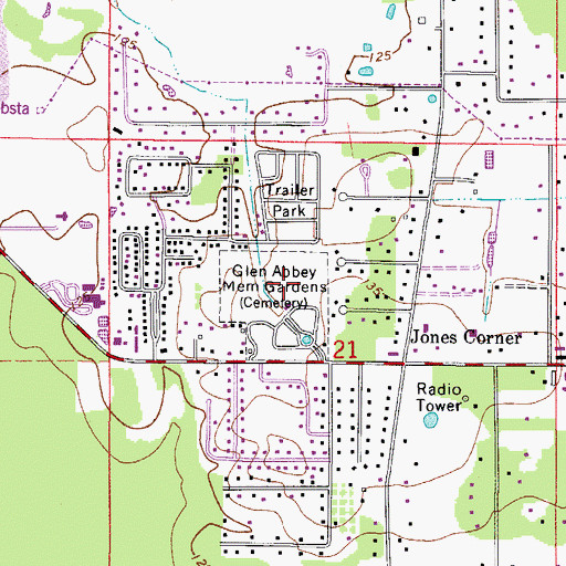 Topographic Map of Glen Abbey Memorial Gardens, FL