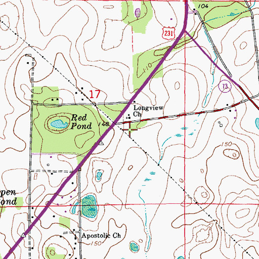 Topographic Map of Longview School, FL