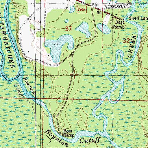 Topographic Map of Bunker Donation, FL