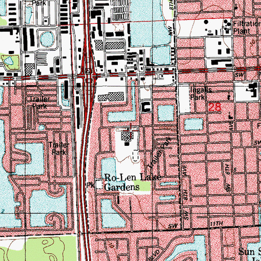 Topographic Map of Hallandale Adult Community Center, FL