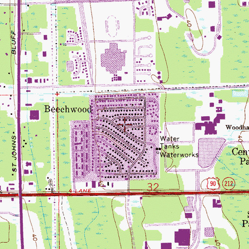 Topographic Map of Beechwood, FL