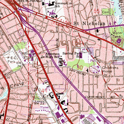 Topographic Map of Douglas Anderson School of the Arts, FL