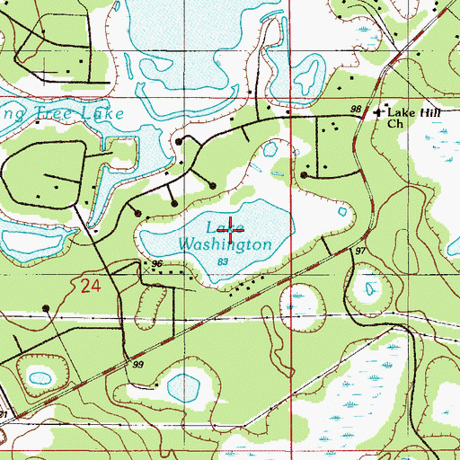 Topographic Map of Lake Washington, FL