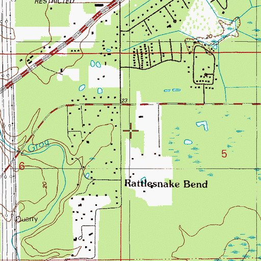 Topographic Map of Rattlesnake Bend, FL
