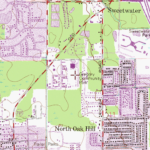 Topographic Map of Gregory Community Park, FL