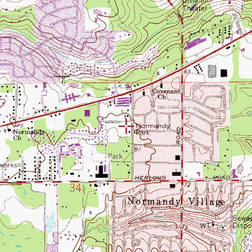 Topographic Map of Normandy Park, FL