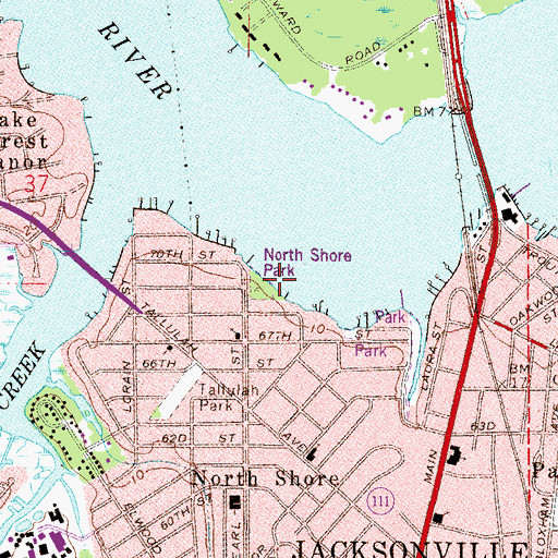 Topographic Map of North Shore Park, FL