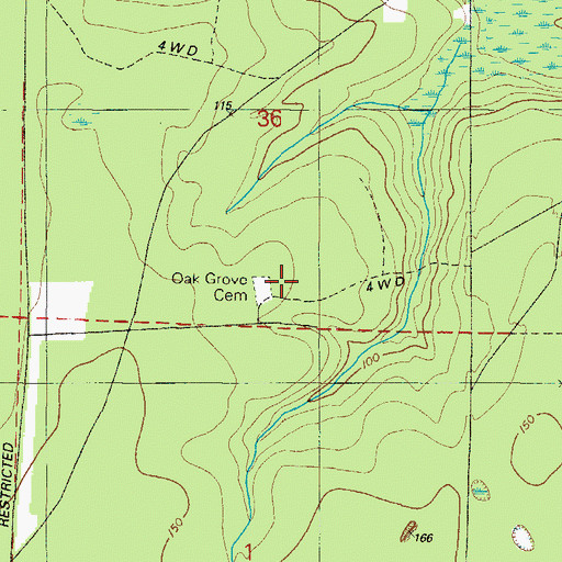 Topographic Map of Oak Grove Cemetery, FL